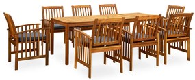 vidaXL Set mobilier de grădină cu perne, 9 piese, lemn masiv acacia