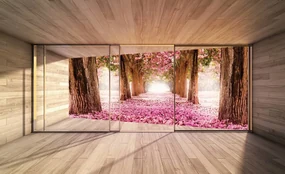 Fototapet - Privire spre terasa cu străduțele cu flori (152,5x104 cm), în 8 de alte dimensiuni noi