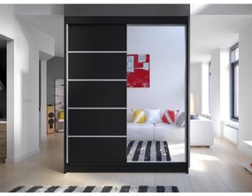 Dulap de haine Bianca III (Negru + oglindă) (iluminat LED RGB color). 1058778