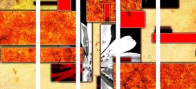 Tablou 5-piese abstracție florală portocalie