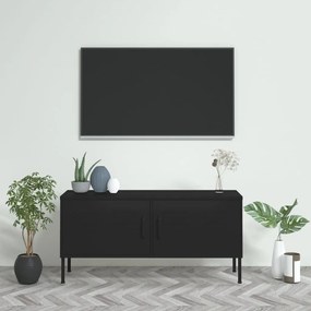 336232 vidaXL Comodă TV, negru, 105x35x50 cm, oțel