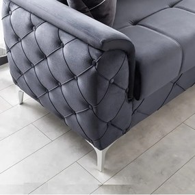 Canapea extensibila 3 locuri living 233x90x92 cm – stofa, gri antracit – Cuba