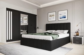 Set dormitor Prado Negru cu dulap Paris Alb/Gri