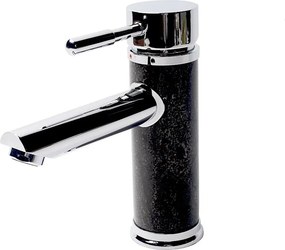 Baterie lavoar Inter Ceramic monocomanda finisaj crom-piatra naturala neagra