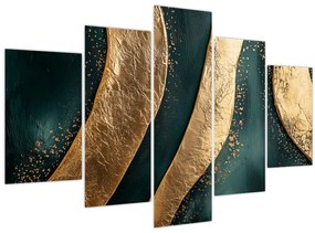 Tablou - Abstracție verde cu auriu I. (150x105 cm)