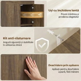 HOMCOM Dulap Masă de Călcat Pliabil cu Suport pentru Fier și Haine cu Compartiment Deschis, 154x55x87 cm, Maro | Aosom Romania