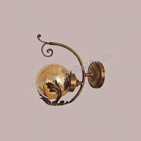 Aplica Devon cu 1 Brat, Desing Vintage, Finisaj Bronz Antichizat, Abajur Amber - Bussy Lighting 7294-52-19