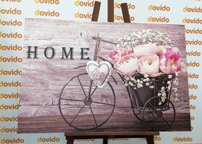 Tablou flori frumoase în vază vintage cu inscripție