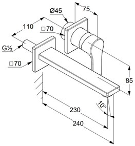 Baterie lavoar incastrata crom lucios, pipa 230 mm, Kludi Zenta SL 482450565 230 mm