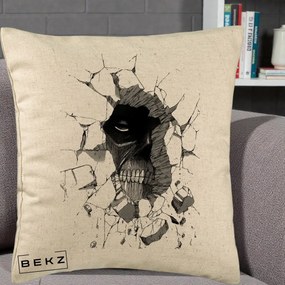 Perna Personalizata Attack on Titan Titan Crapand Zidul, 40x40 cm, Bej, Husa Detasabila, Perna Inclusa, BEKZ®