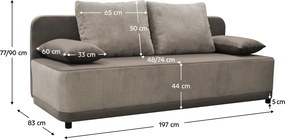 Canapea extensibilă, gri-bej Taupe, SENTY