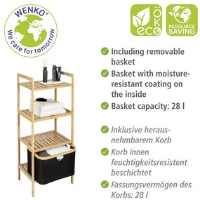 Etajeră de baie neagră/ natural din bambus 44x93,5 cm Ecori – Wenko