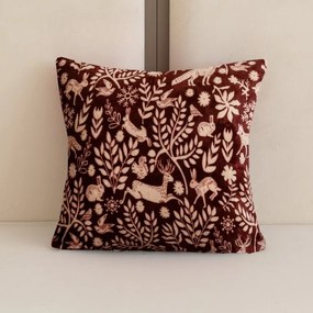 Husa cocolino pentru perna FOREST ANIMALS 45x45 cm, visiniu