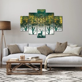 Tablou - Căprioare în pădurea verde (150x105 cm)