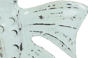 Decorațiune de perete tip pește, stil marin, culoare albastru deschis, din metal, „Ocean Fish”