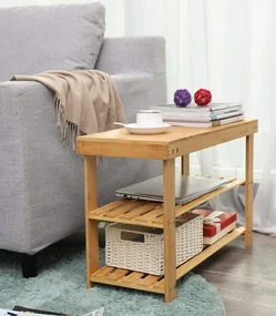 Suport pantofi cu 3 etajere Bambus Natur 70 x 28 x 45 cm