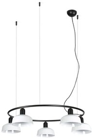 Lustra suspendata metal TATAWIN S 5L negru, alb
