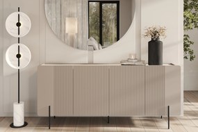 Comodă cu patru uși Malmi 200 cm - cashmere / crema bianca / picioare negre