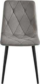 Scaun de catifea gri LIBRA SILVER GREY cu picioare negre