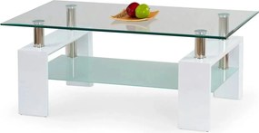 Masuta cafea DIANA H, transparent/alb, 110x60x55 cm