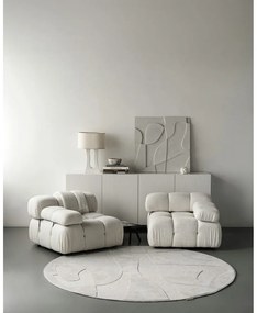 Covor gri deschis rotund din lână ø 120 cm Morphic Botanica – Agnella