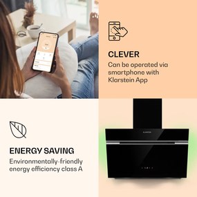 Klarstein Alina 60 Smart, hota, 60 cm, 600 m³/h, iluminare LED, față din sticlă
