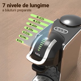 La mâna a doua: Espressor 8in1 Oliver Voltz OV51171K8R, 1450W, 0.8 L, 5 adaptoare, 19 bar, Cafea macinata si capsule, Negru/Argentiu