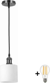 BRILAGI - Lustră LED suspendată pe cablu RETRO GLASS 1xE27/60W/230V Ø 10 cm negru/alb