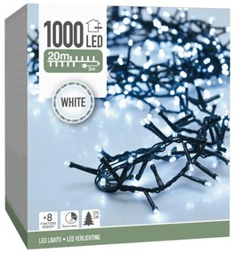 Lanț luminos exterior Twinkle, 20 m, 1000 LED, alb rece, temporizator, IP4, 20 m