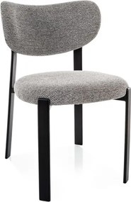 Scaun de dining tapițat ROVENI, negru/gri