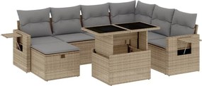 vidaXL Set canapele de grădină, 8 piese, cu perne, bej, poliratan