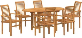 vidaXL Set de masă pentru grădină 7 pcs Maro Lemn solid de tec