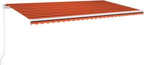 vidaXL Copertină retractabilă manual, LED, portocaliu&maro, 600x300 cm