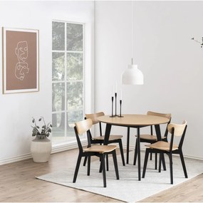 Scaun de dining negru/în culoare naturală cu aspect de lemn de stejar Roxby – Actona