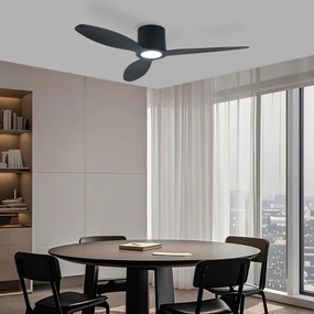 ZEVENTI - Ventilator de tavan LED VENTORA, 24W, 230V, Wi‑Fi Tuya, negru + telecomandă