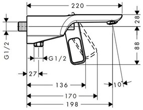 Baterie cada crom Hansgrohe Axor Urquiola