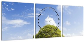 Tablou plaja cu copac (cu ceas) (90x30 cm)