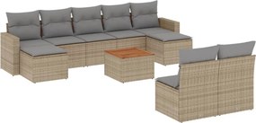 vidaXL Set canapele de grădină cu perne, 10 piese, bej, poliratan