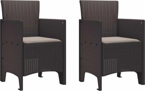 vidaXL Scaun pentru Grădină 2 pcs Maro Dimensiune: 53 x 49 x 85 cm