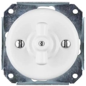 Bohemia-Design - Întrerupător retro rotativ din porțelan, fără ramă, nr. 1, alb