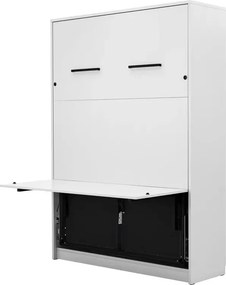 Pat rabatabil Basic 140x200 vertical cu masă de scris- alb mat
