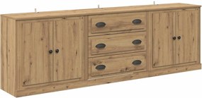 vidaXL Bufeturi cu sertar 3 pcs Stejar Artizanal 70 x 35,5 x 67,5 cm