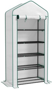 Outsunny Seră de grădină Seră 5 nivele cu o ușă rulantă, Foliu din PE Rezistent întărit dim. 90L x 49l x 193H cm | Aosom Romania