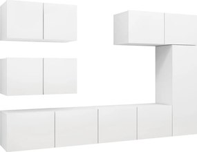 vidaXL Set dulapuri TV, 6 piese, alb, lemn prelucrat