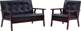 vidaXL Set canapea, 2 piese, negru, piele artificială