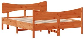 3216395 vidaXL Cadru de pat cu tăblie, maro ceruit, 140x190 cm, lemn masiv pin