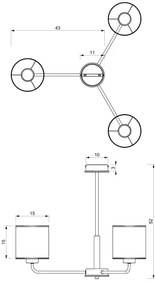 Lustră pe tijă ATLANTA 3xE27/60W/230V