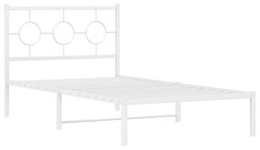 376270 vidaXL Cadru de pat din metal cu tăblie, alb, 100x200 cm