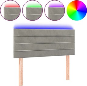 vidaXL Tăblie de pat cu LED, gri deschis, 80x5x78/88 cm, catifea