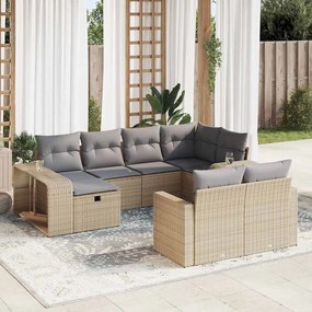 vidaXL Set canapele de grădină cu perne, 10 piese, bej, poliratan